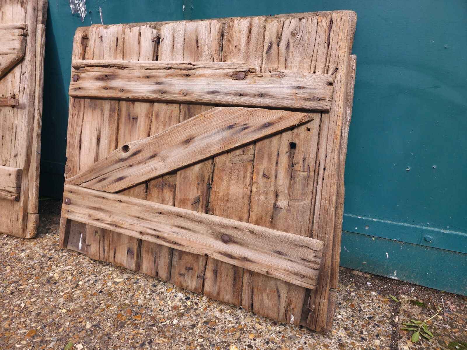Pair Vintage Wabi Sabi French Wooden Barn Stable Doors photo furniture