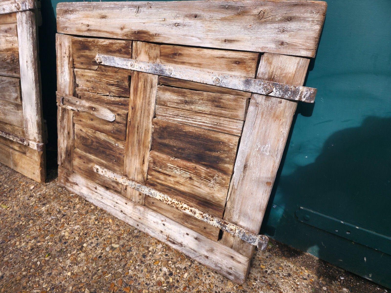 Home Fixtures Pair Vintage Wabi Sabi French Wooden Barn Stable Doors photo