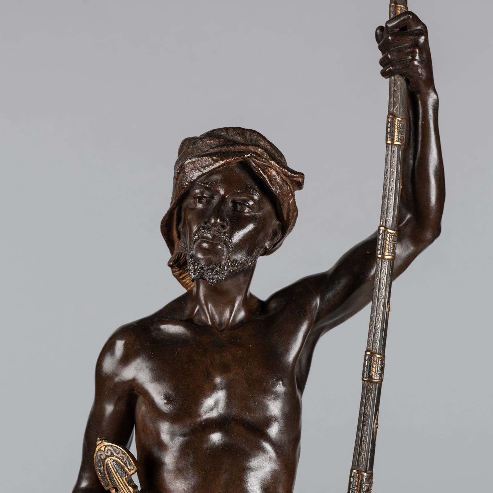 A Magnificent 19th Century French Bronze Sculpture Of An Arabian Sentinel, Signed J.Angles