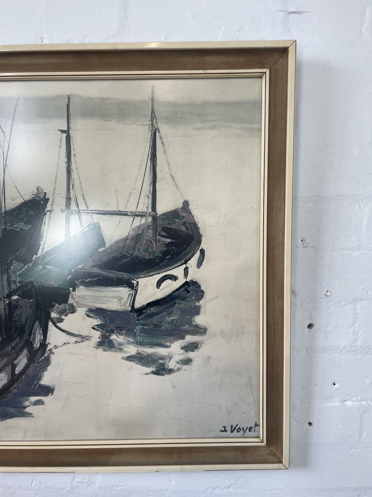 Jacques Voyet Print “Les Bateaux” | Framed French Artwork | Mid Century Elegance photo furniture