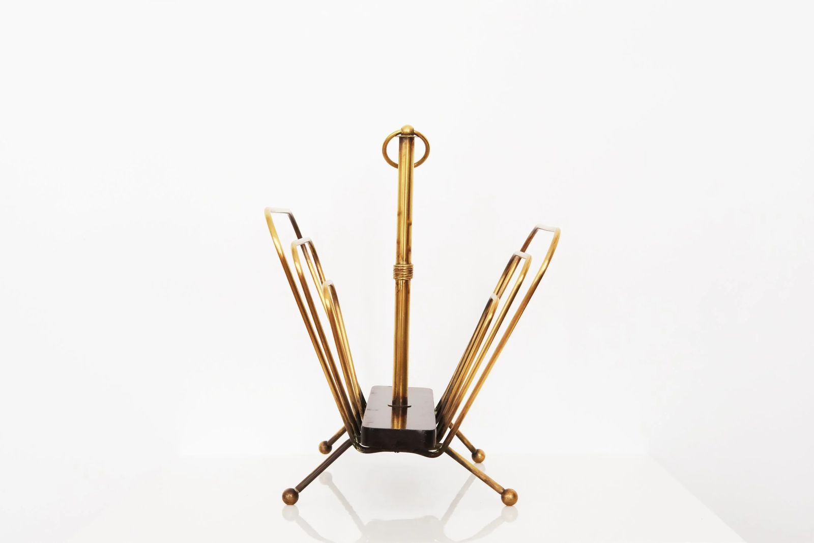 20th Century Magazine Rack In Brass & Wood By French Designer Jacques Adnet photo 700.0
