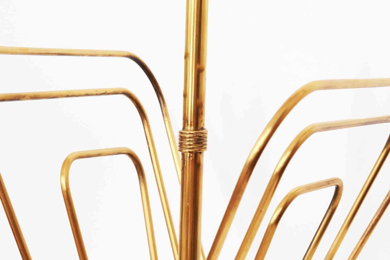 20th Century Magazine Rack In Brass & Wood By French Designer Jacques Adnet photo vintage