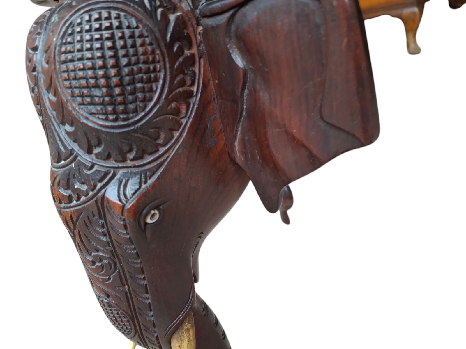 Early 20th Century Bermese Carved Hardwood Elephant Occasional / Side Table photo buy