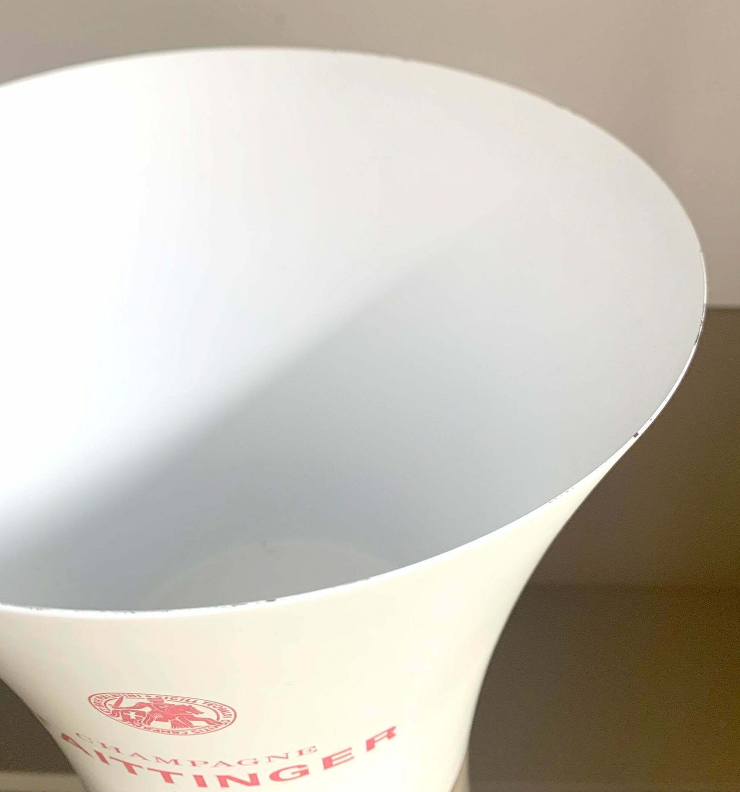 photo furniture Vintage French Taittinger Champagne Metal White/Pale Cream Ice Bucket