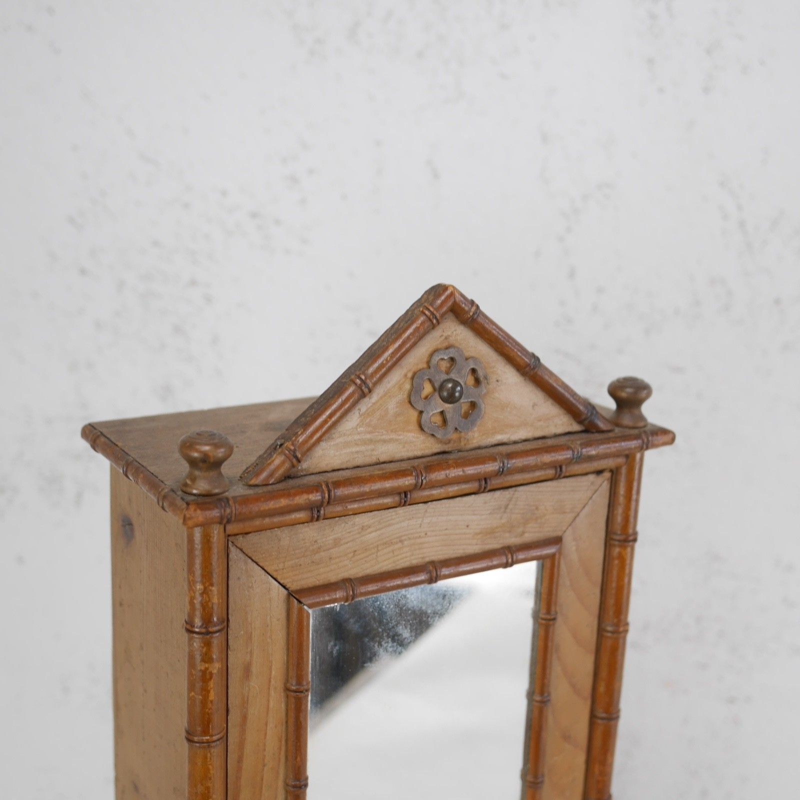 Furniture Antique Faux Bamboo Cabinet Mirror Medicine Early 20th Century #102942 photo