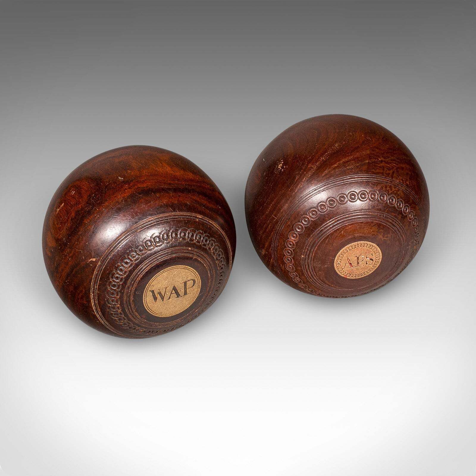 Antique Lawn Bowls Set English Woods Ceramic Jacks Garden Game Edwardian photo Home Decor