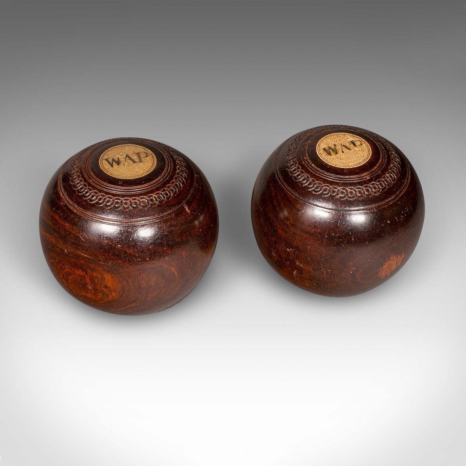 Antique Lawn Bowls Set English Woods Ceramic Jacks Garden Game Edwardian photo 3233.0