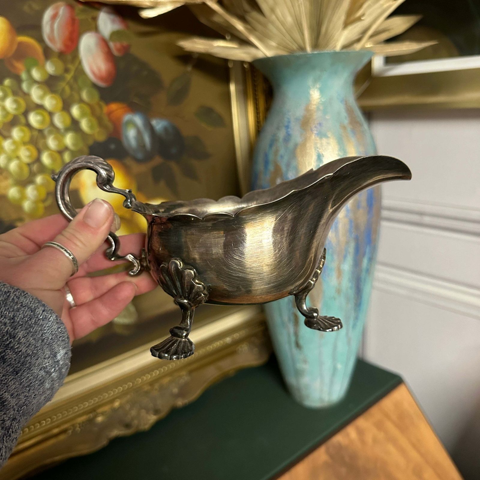 Antique Gravy Boat Silver Plated Claw Feet Manoah Rhodes & Sons 2777 photo 95.0
