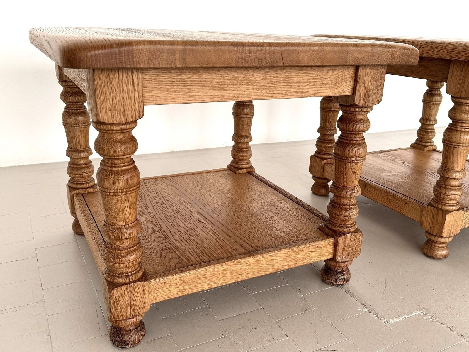 Hand Crafted Rustic Textured Oak Side Or Coffee Tables By Vereinigte Werkstätten, 1970 photo furniture