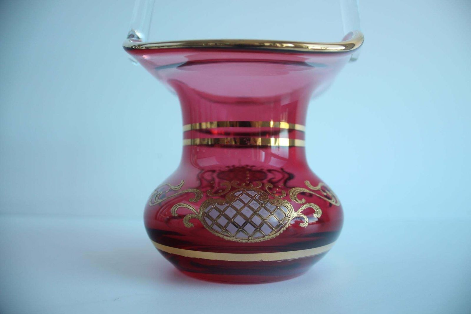 325.0 Crystal, Gilded Basket, Bohemia Crystal, Czechoslovakia, 1960's. photo
