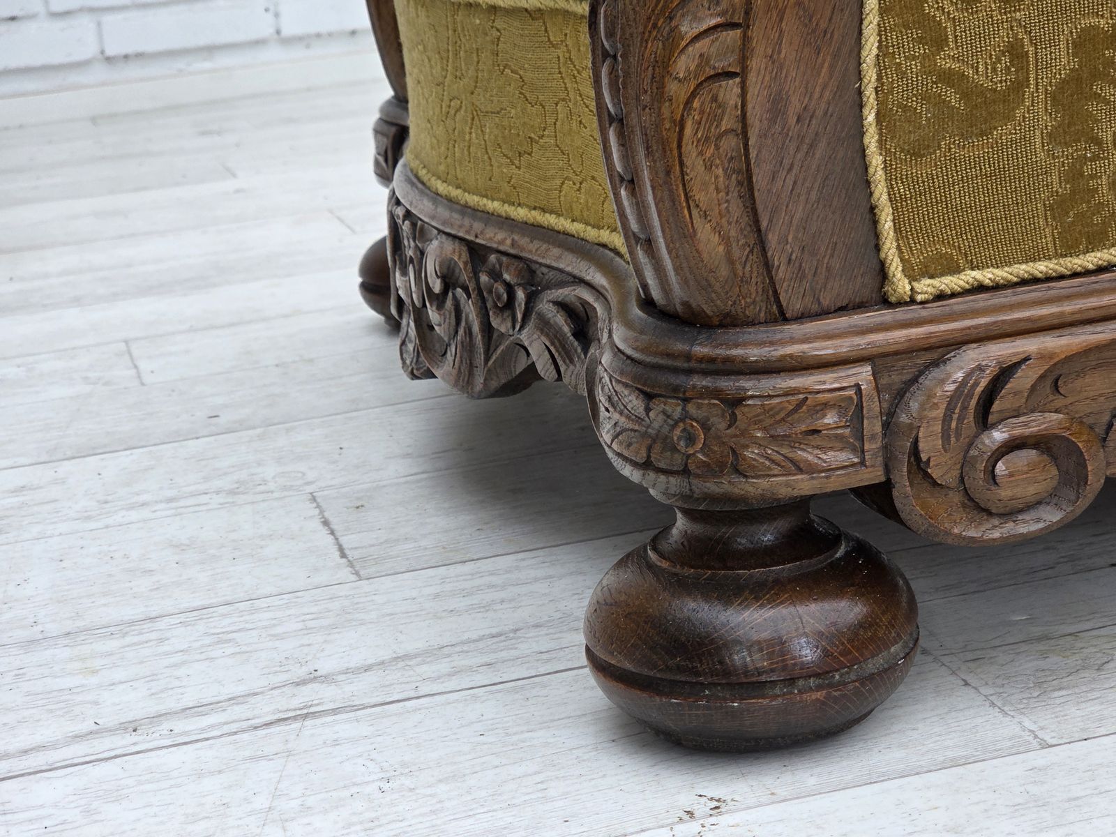 Furniture 1960s, Danish Armchair, Furniture Wool, Solid Oak Wood. photo