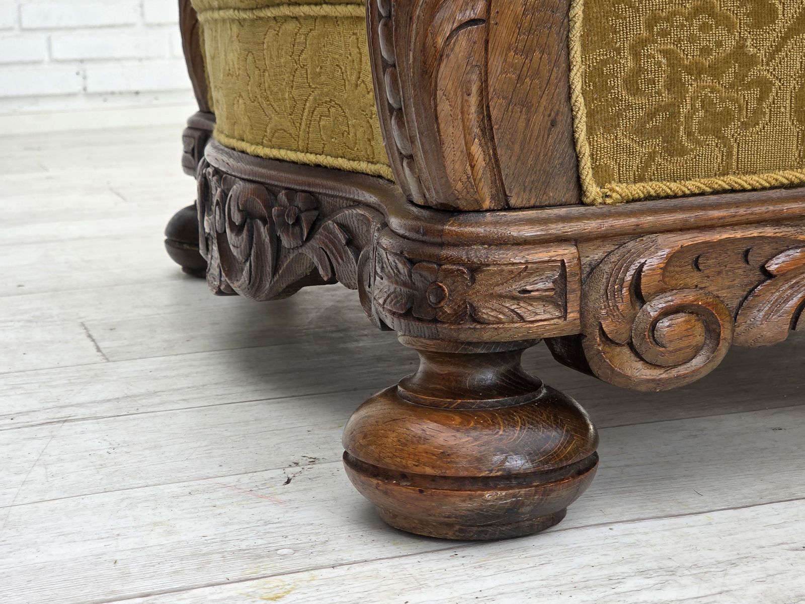 Furniture 1960s, Danish Highback Armchair, Furniture Wool, Solid Oak Wood. photo