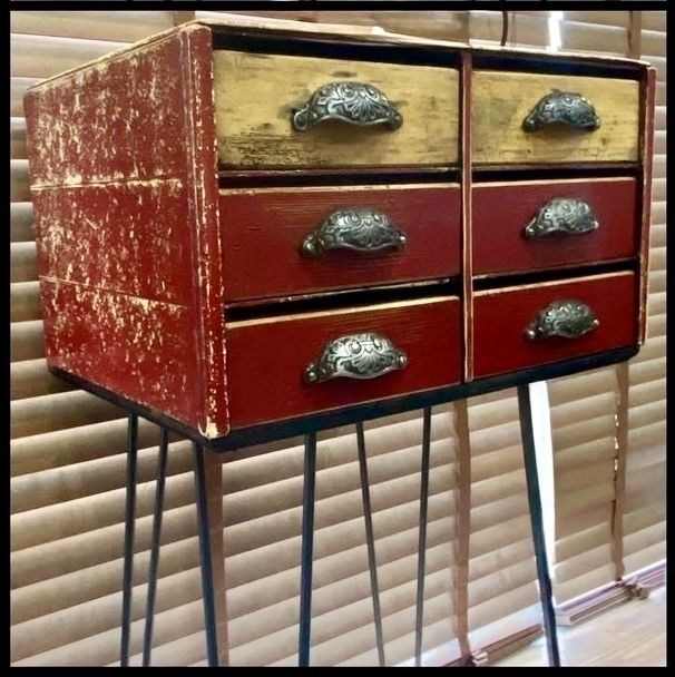Vintage Set Of Drawers Mounted On Hairpin Legs