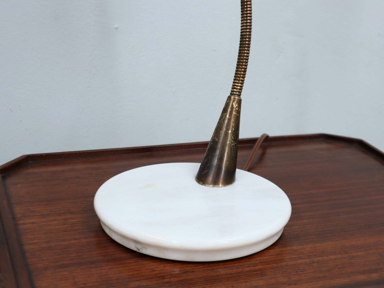 1315.0 Oscar Torlasco For Lumen Rare 1950s Italian Table Lamp In Brass And Marble photo