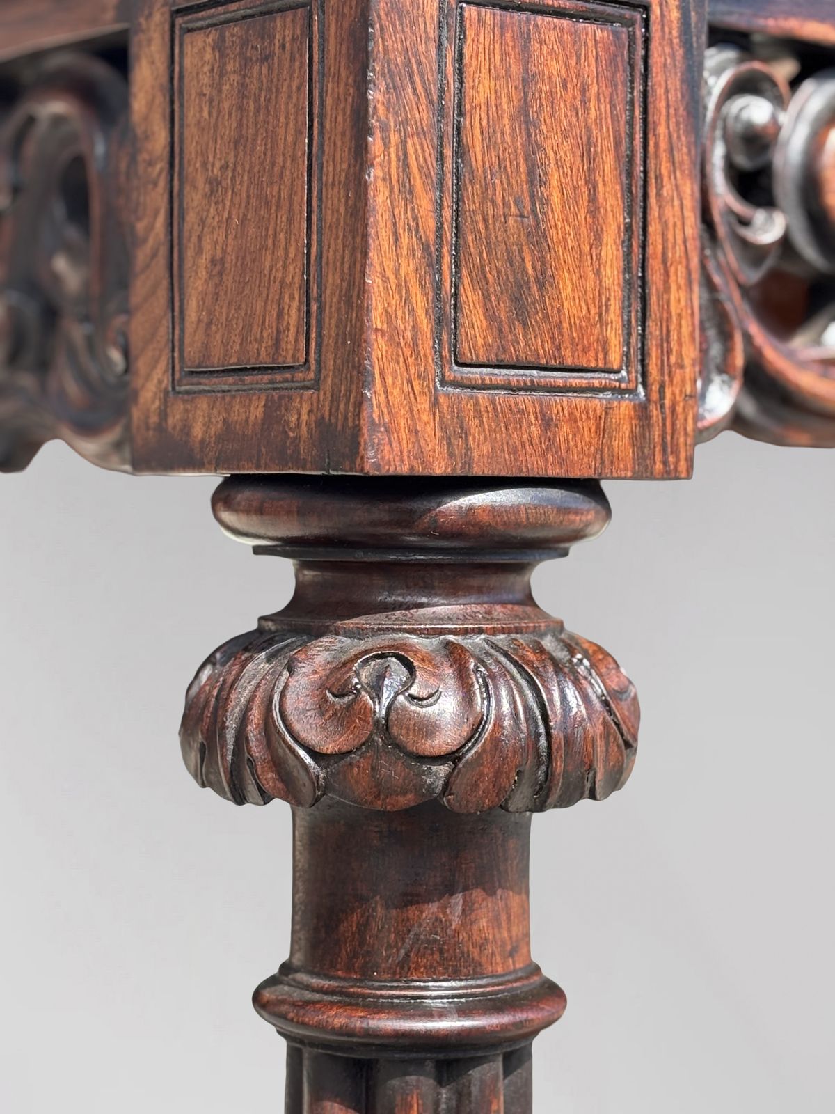 photo for sale Early 19th Century William IV Period Carved Rosewood Marble Top Console