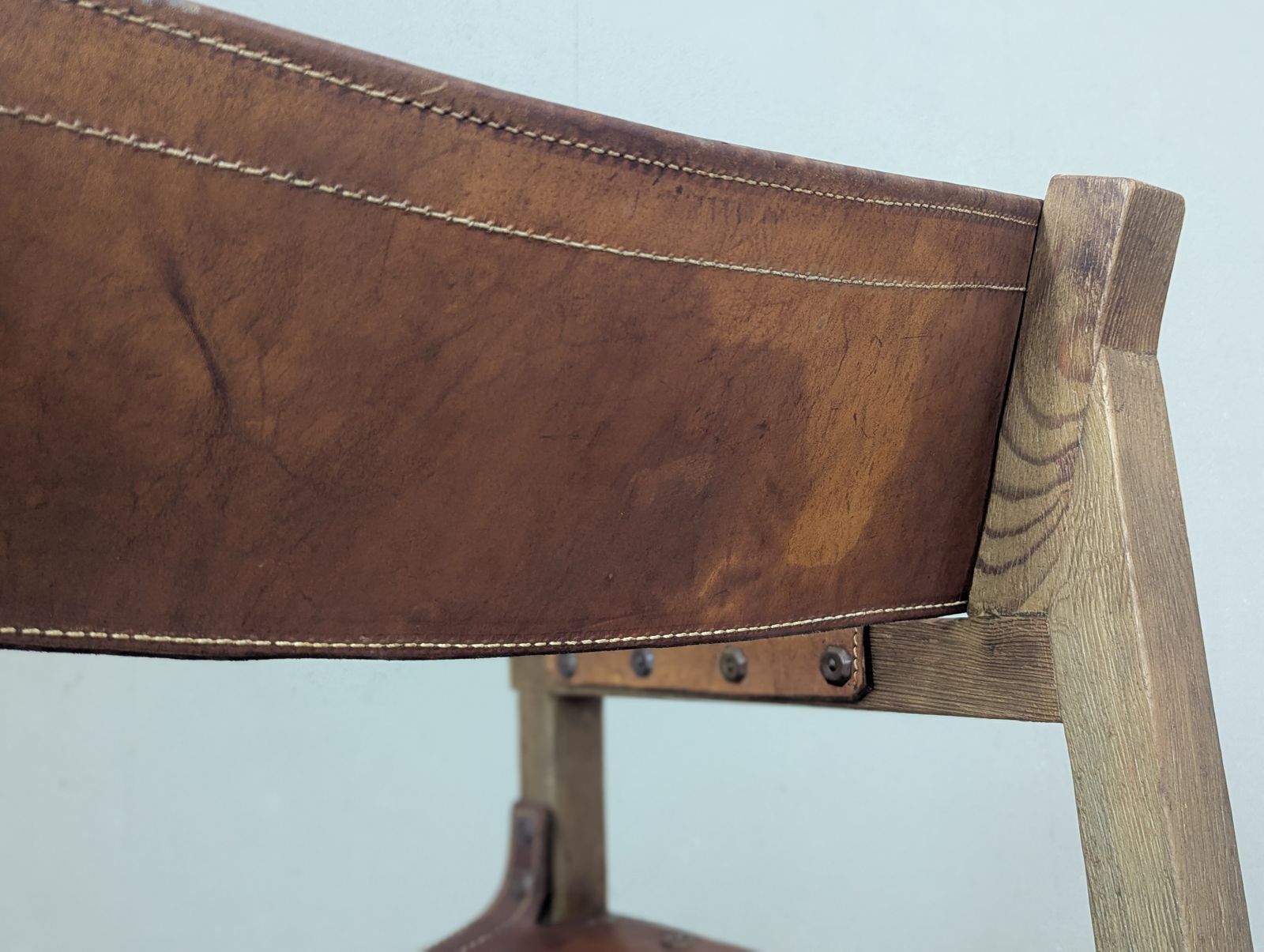 Spanish Brutalist Leather Armchair By Biosca, 1950s photo for sale