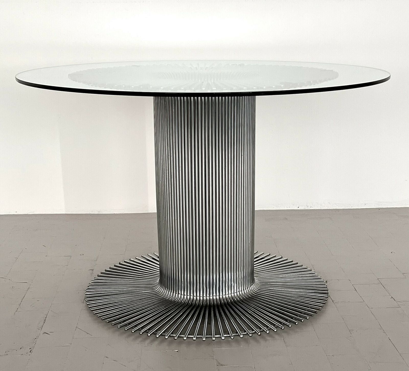1420.0 Italian Pedestal Dining Table In Chrome And Glass By Gastone Rinaldi, 1960s photo