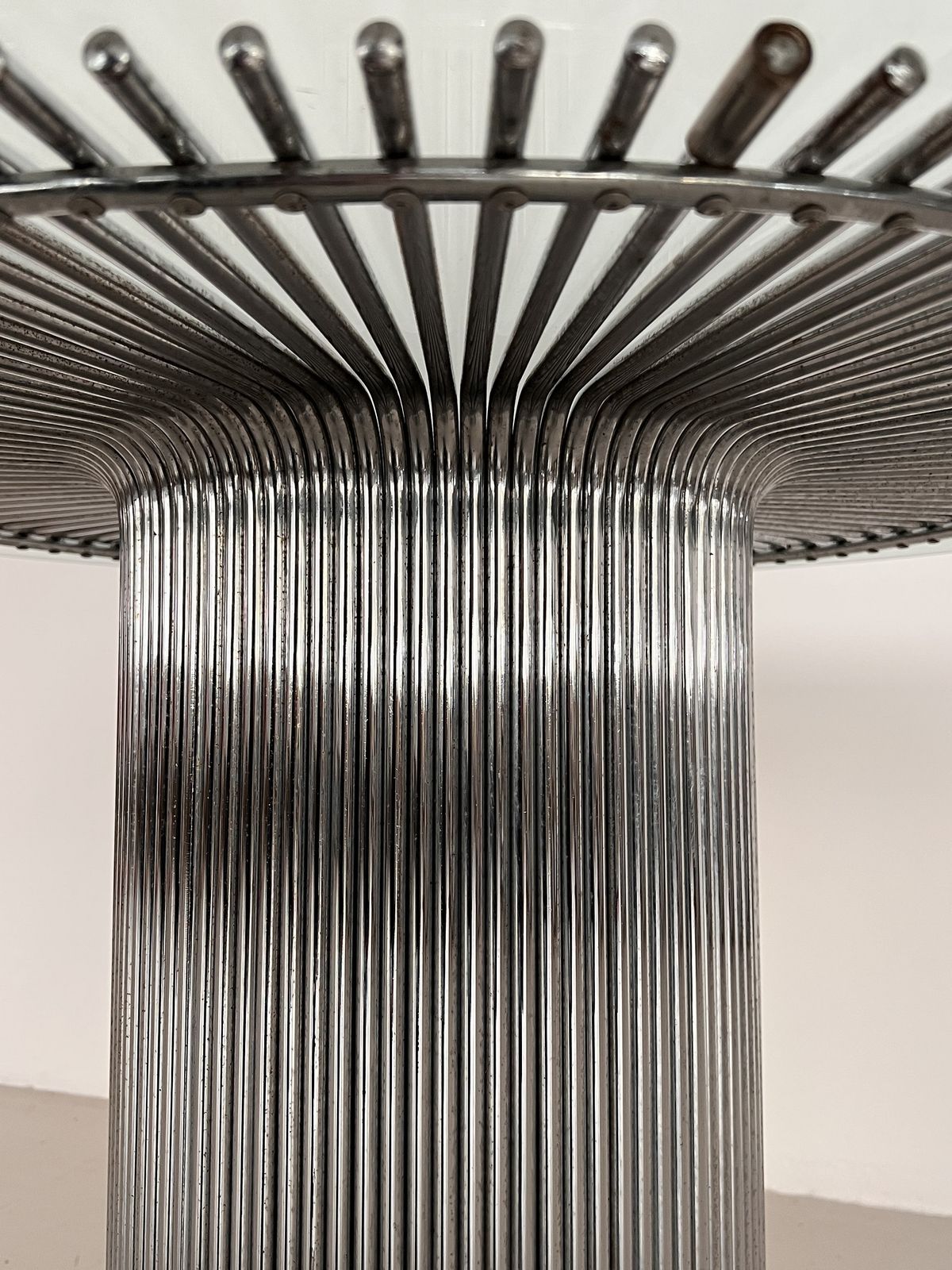 photo buy Italian Pedestal Dining Table In Chrome And Glass By Gastone Rinaldi, 1960s