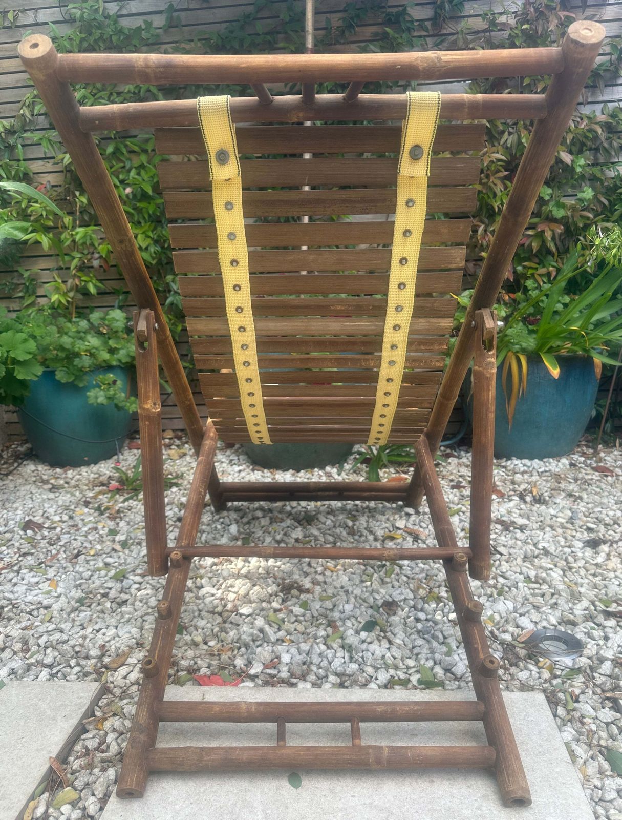 photo buy Pair Of 1980s Rustic Italian Bamboo Slatted Deck Chairs Or Sun Loungers