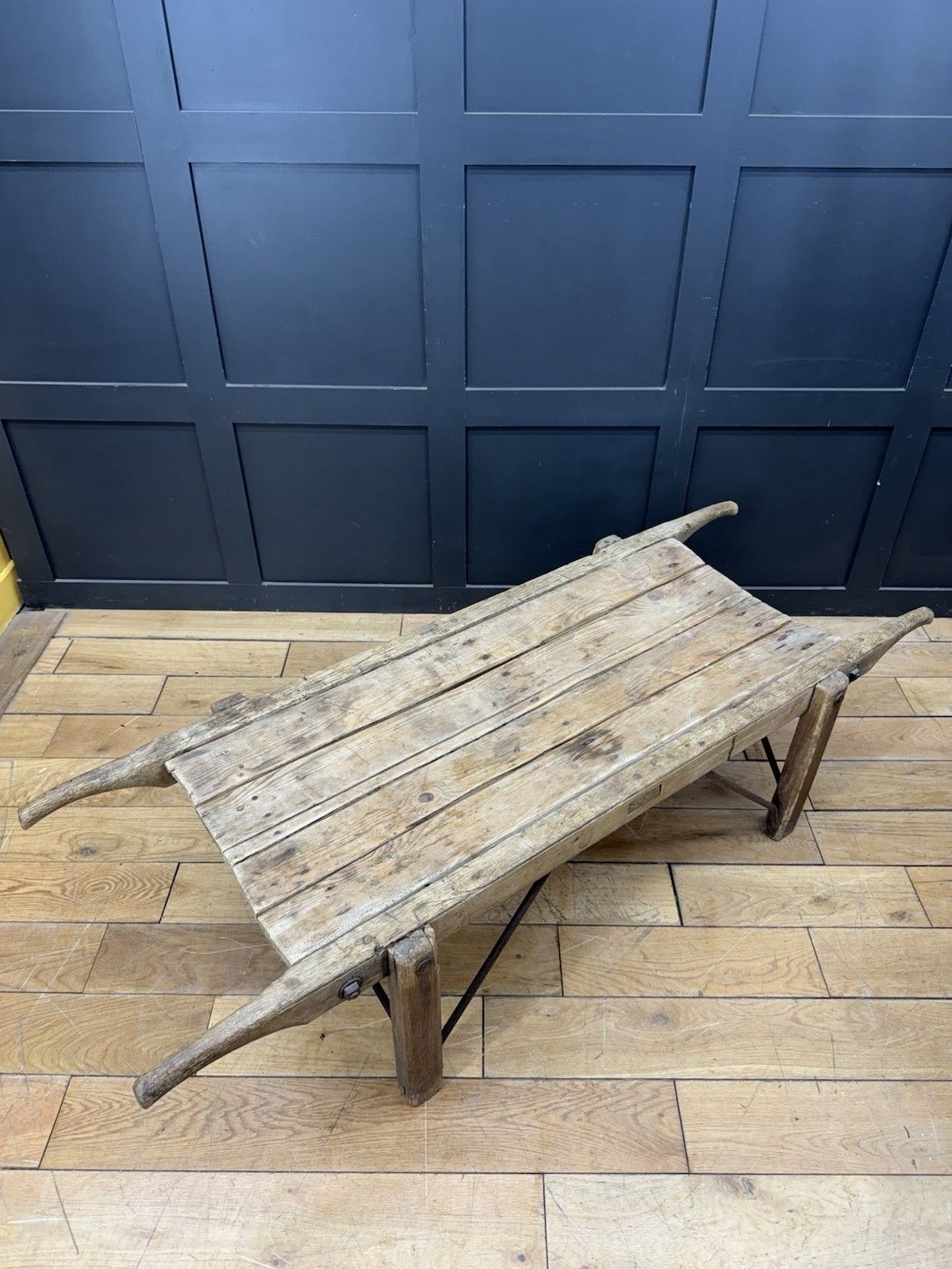 Victorian Pine Funeral Bier / Body Stretcher – Antique Rustic Coffee Table photo vintage