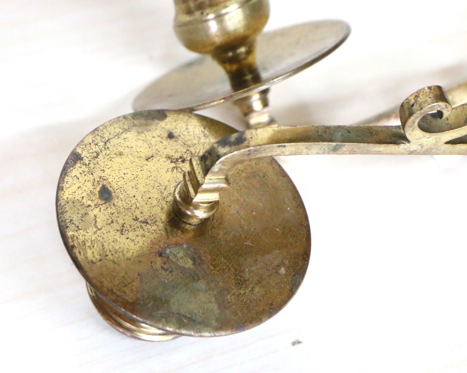 photo furniture Pair Antique Georgian Piano Sconces Gilt Brass Hinged Candle Holders Original