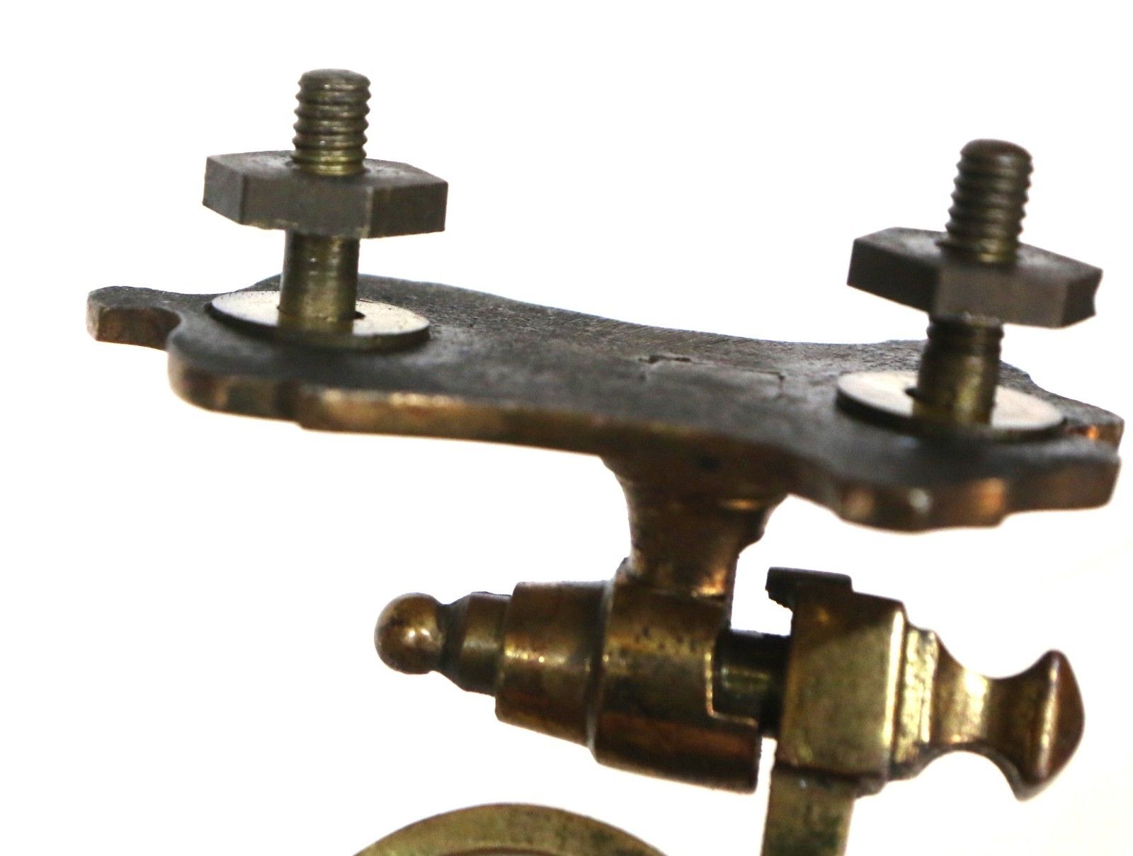 115.0 Pair Antique Georgian Piano Sconces Gilt Brass Hinged Candle Holders Original photo