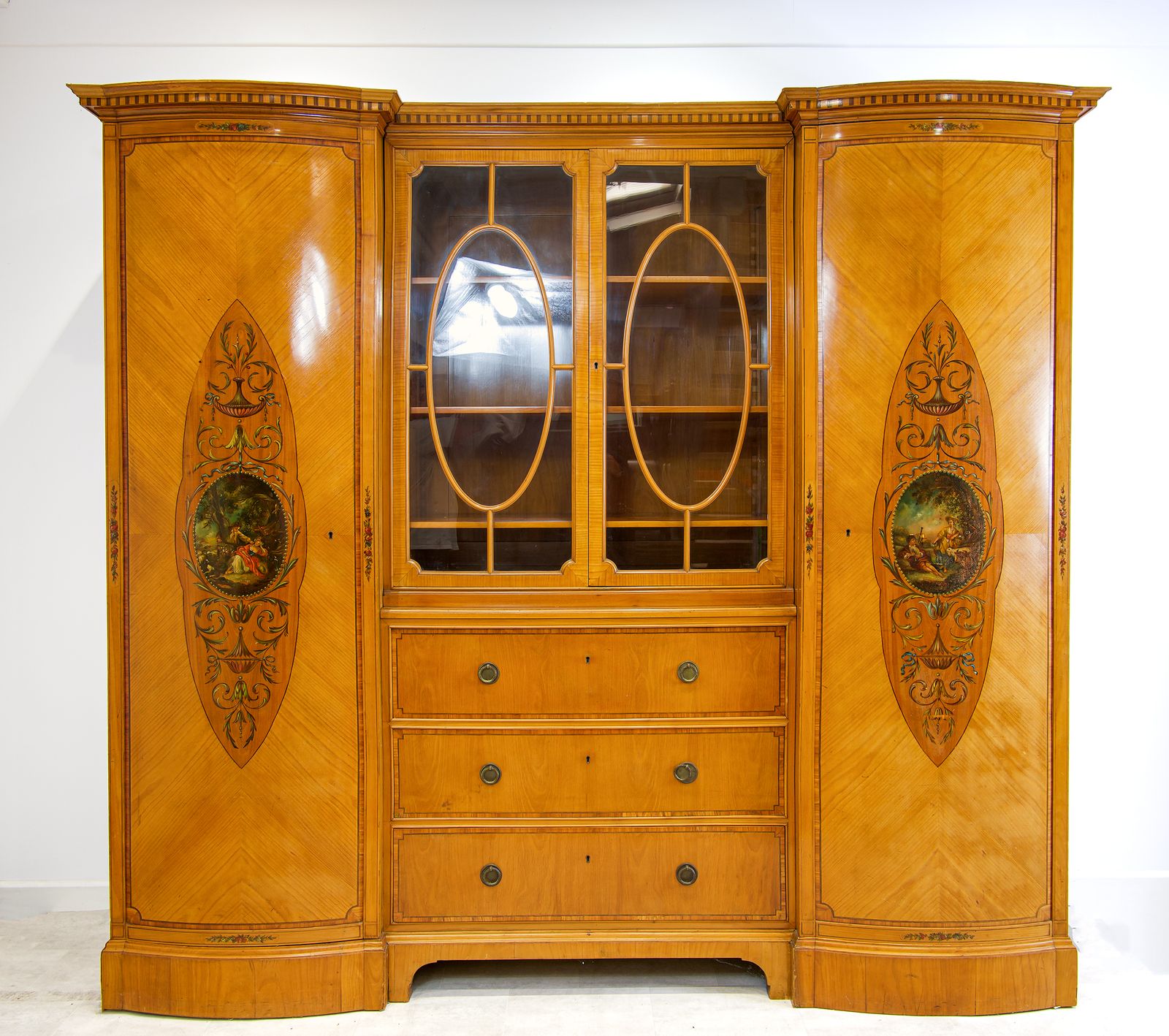 Antique Satinwood Painted Wardrobe