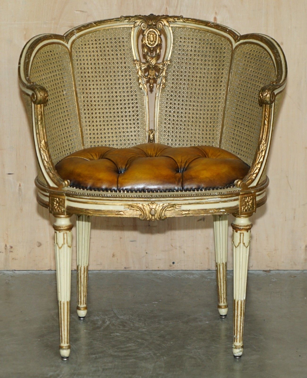 Pair Of Antique Restored Chesterfield Leather French Cir 1880 Bergere Armchairs photo Furniture