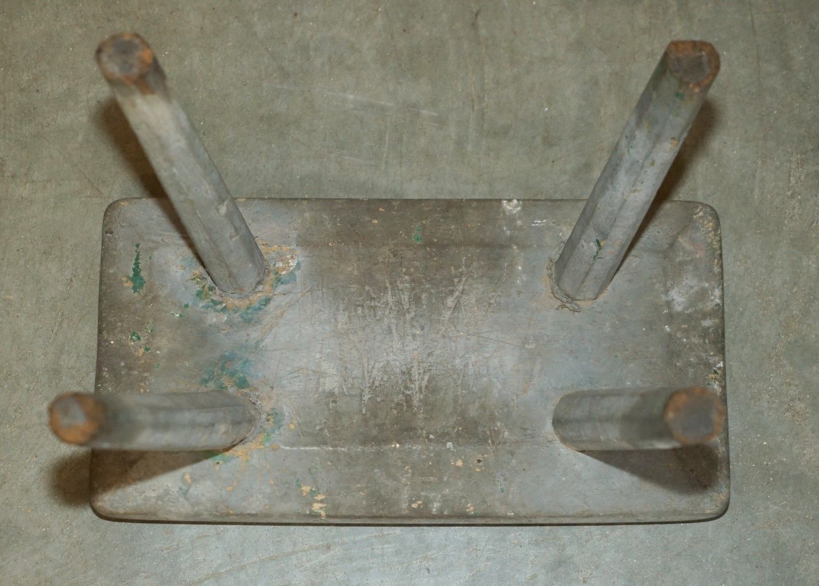photo for sale Small Antique 1900 Original Paint Milking Dairy Stool With Four Hand Carved Legs