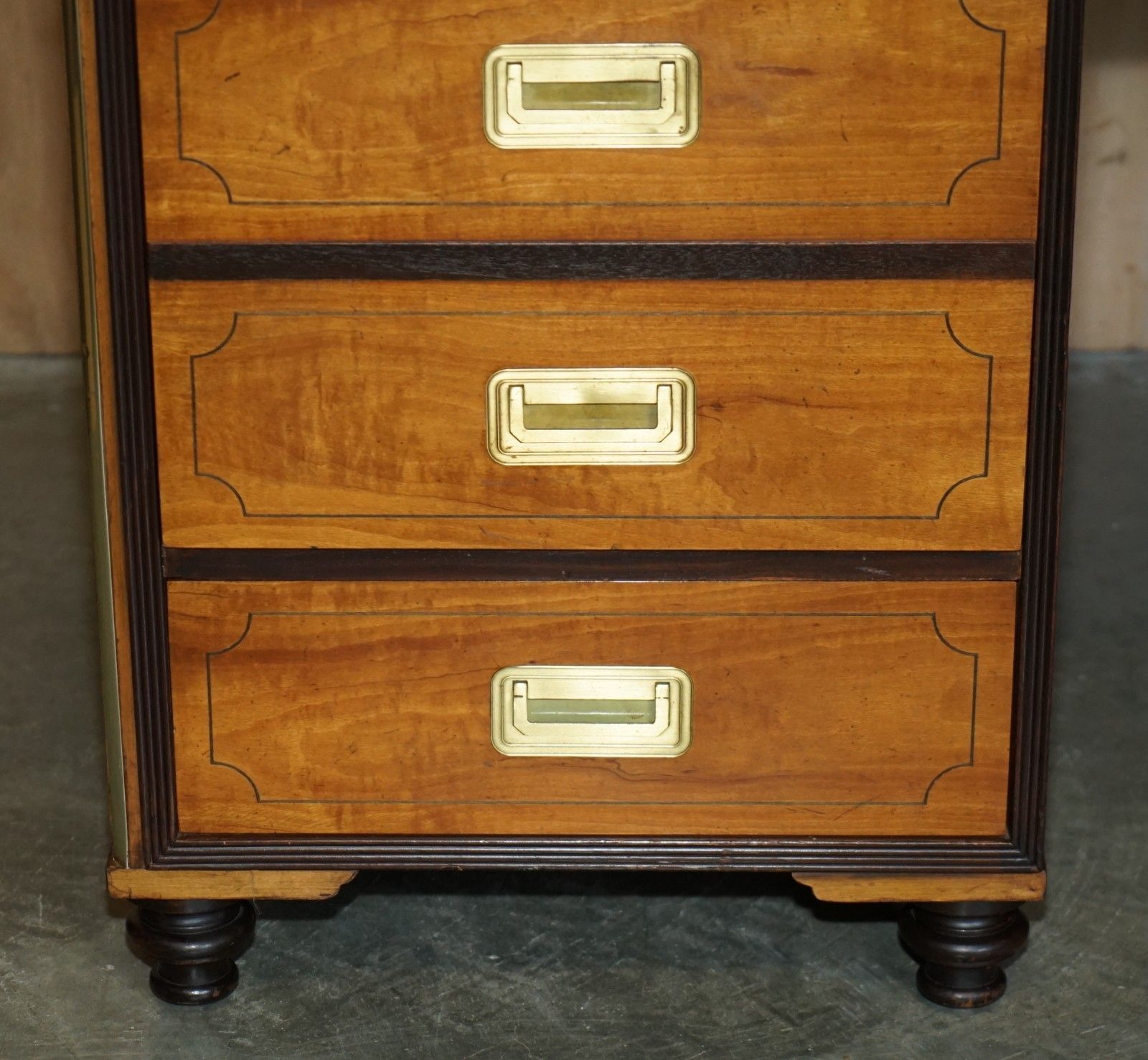 Exquisite Extra Large Double Sided Military Campaign Twin Pedestal Partner Desk photo vinterior