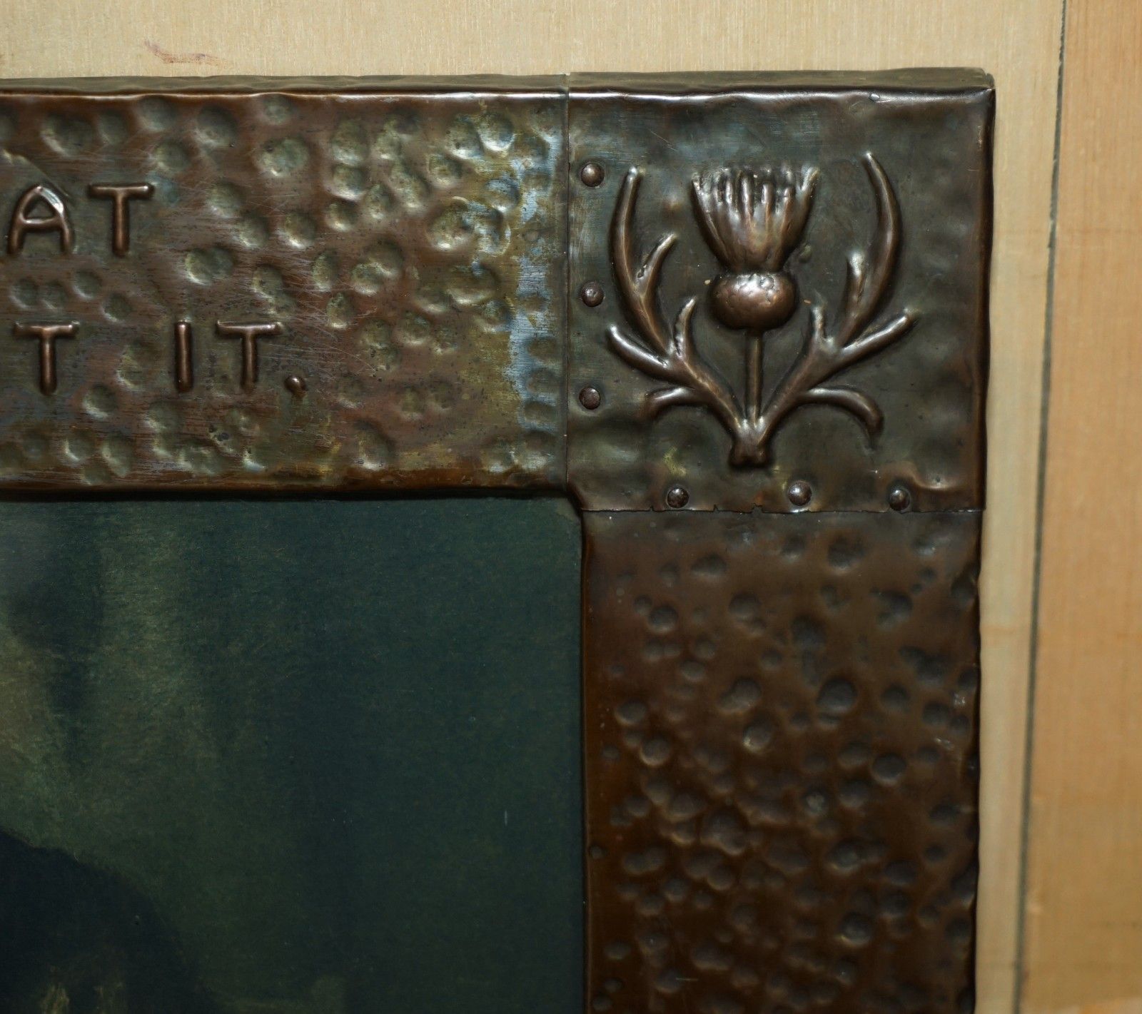 Antique Copper Arts & Crafts Scottish Burns Quote Frame With H.J Dobson Print photo vinterior