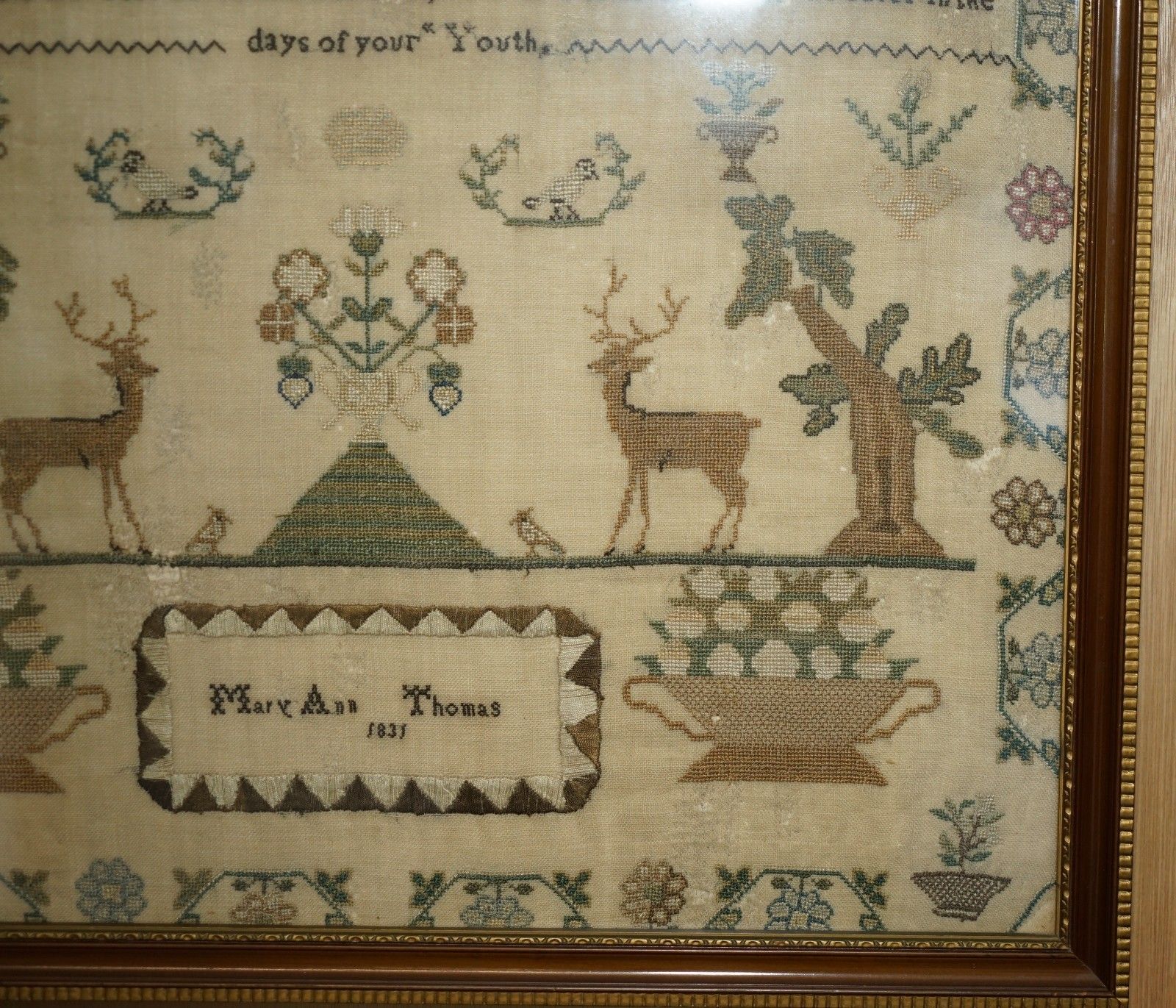 Antique 1831 Original William IV Needlework Sampler Depicting A Verse On Youth photo 1450.0