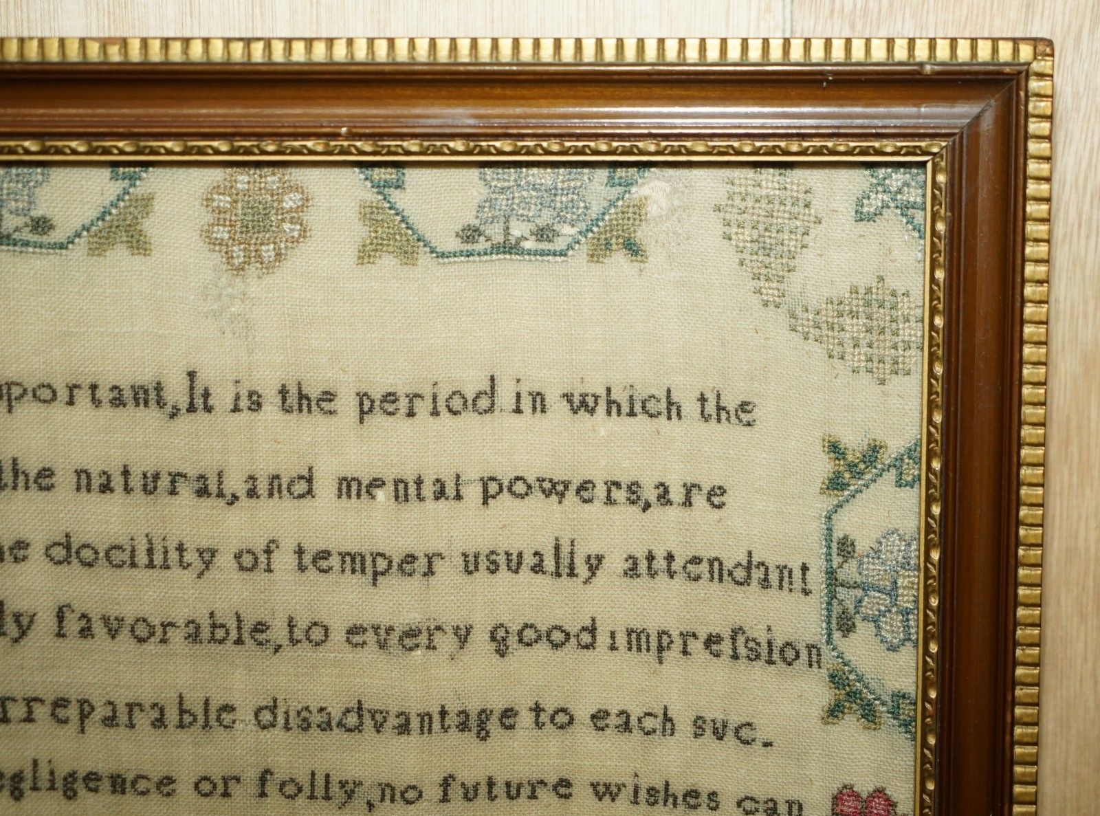 photo vinterior Antique 1831 Original William IV Needlework Sampler Depicting A Verse On Youth