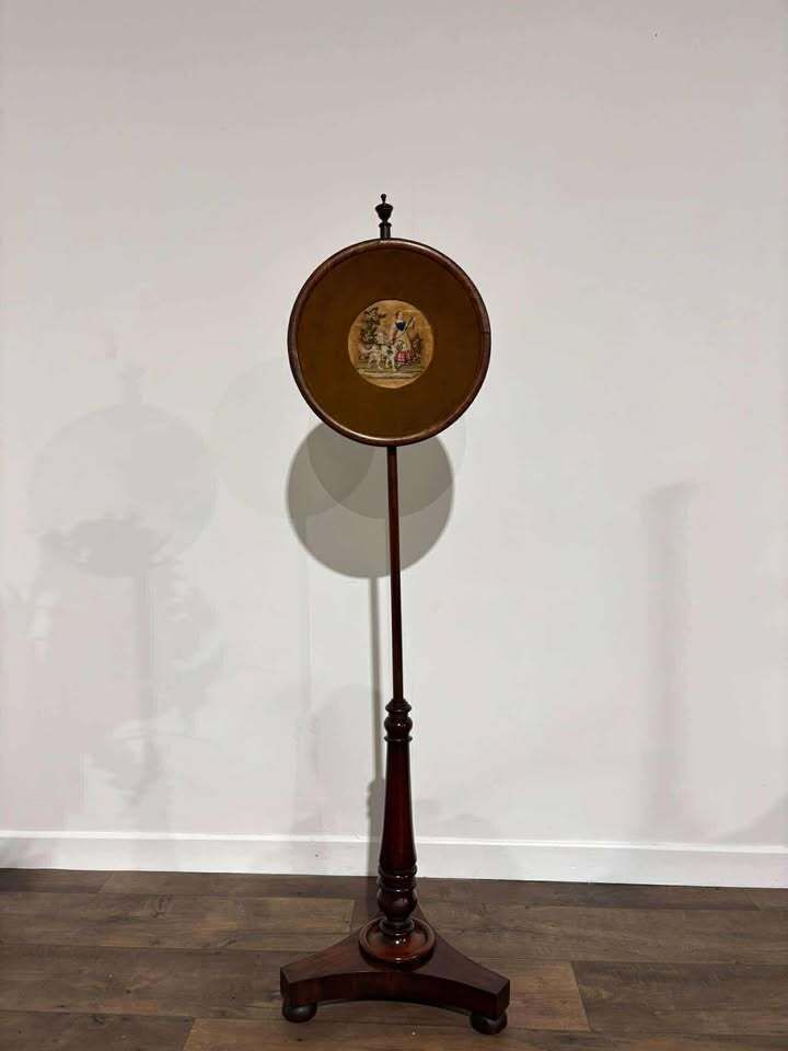 Regency Mahogany Adjustable Pole Screen photo for sale