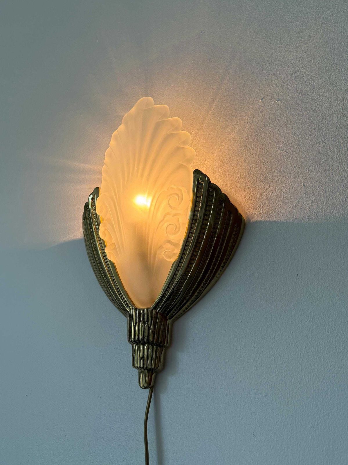 Art Deco Style Wall Sconce Attributed To Marcel Hudry & Val Saint Lambert photo Lighting