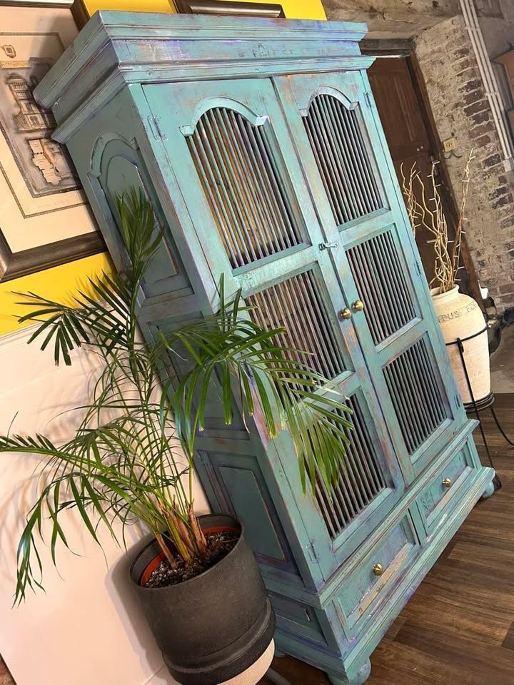 Vintage Indonesian Oak Slatted  Larder/Pantry photo for sale