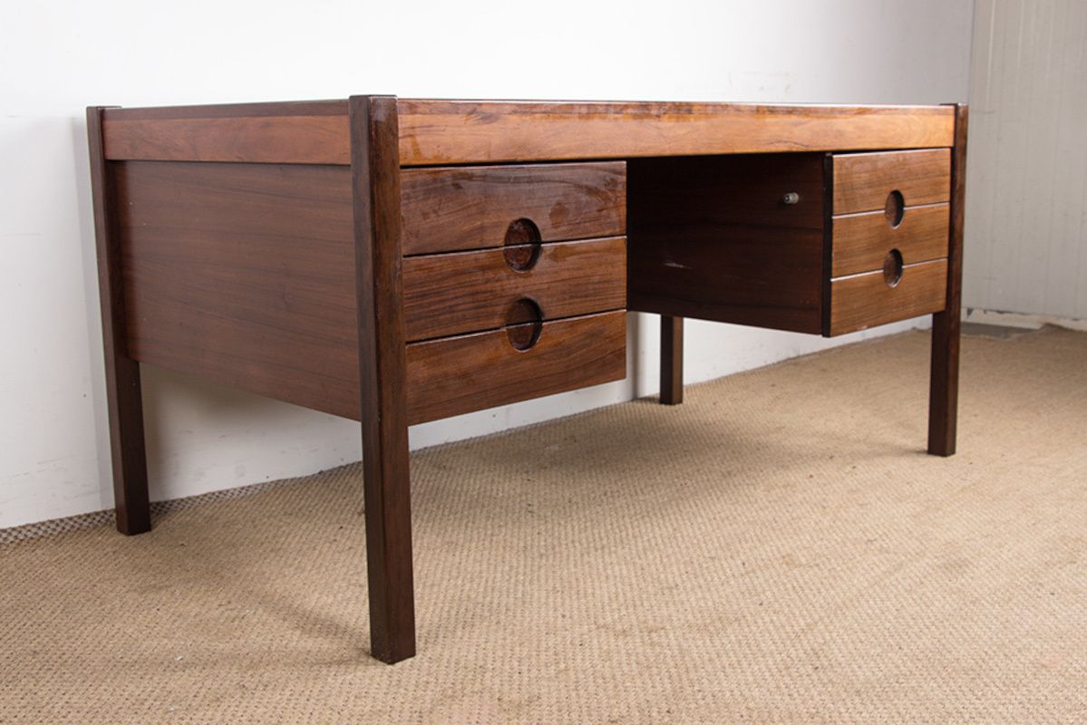 Large Danish Rosewood Executive Desk By Christian Linneberg 1960.