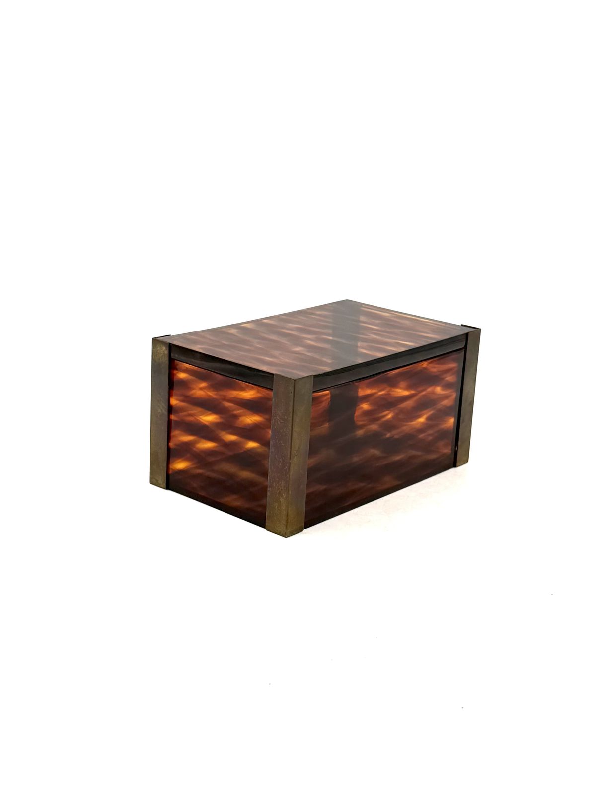 Mid Century Modern Lucite And Brass Jewelry Box, Italy 1970s photo 180.0