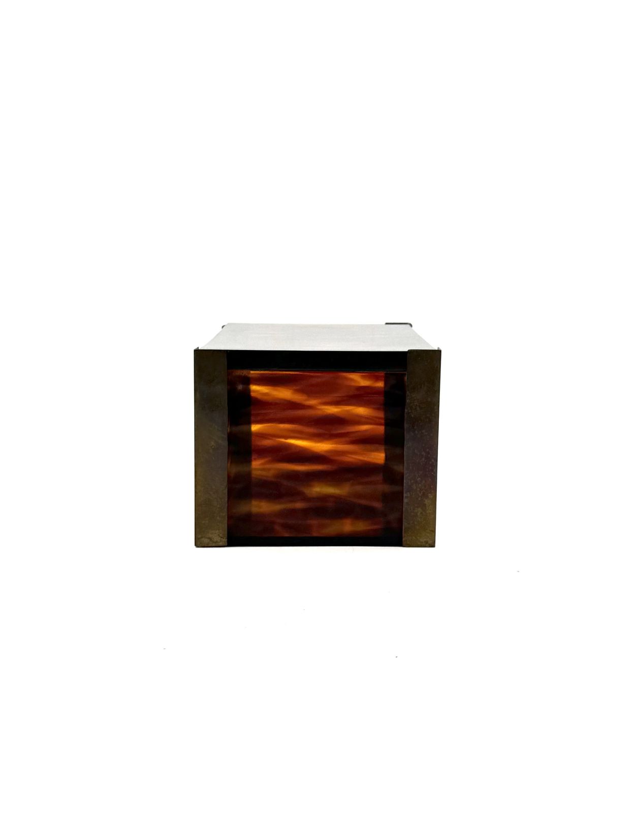 Mid Century Modern Lucite And Brass Jewelry Box, Italy 1970s photo vintage