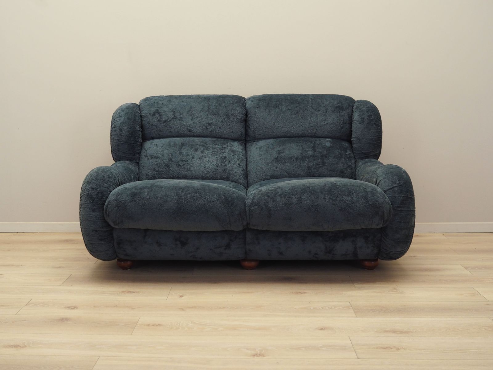 Navy Blue Velour Sofa, Italian Design, 1970s, Production: Italy photo furniture