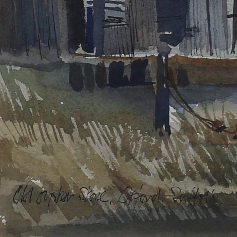 Watercolour By Dennis John Hanceri. Titled "Old Oyster Store, Orford, Suffolk." photo Art