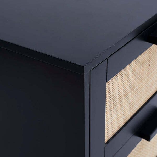 2 X Dusk Isla Black Rattan Bedside Tables / Drawers   Brand New   One In Box One Assembled Rrp £198 photo for sale
