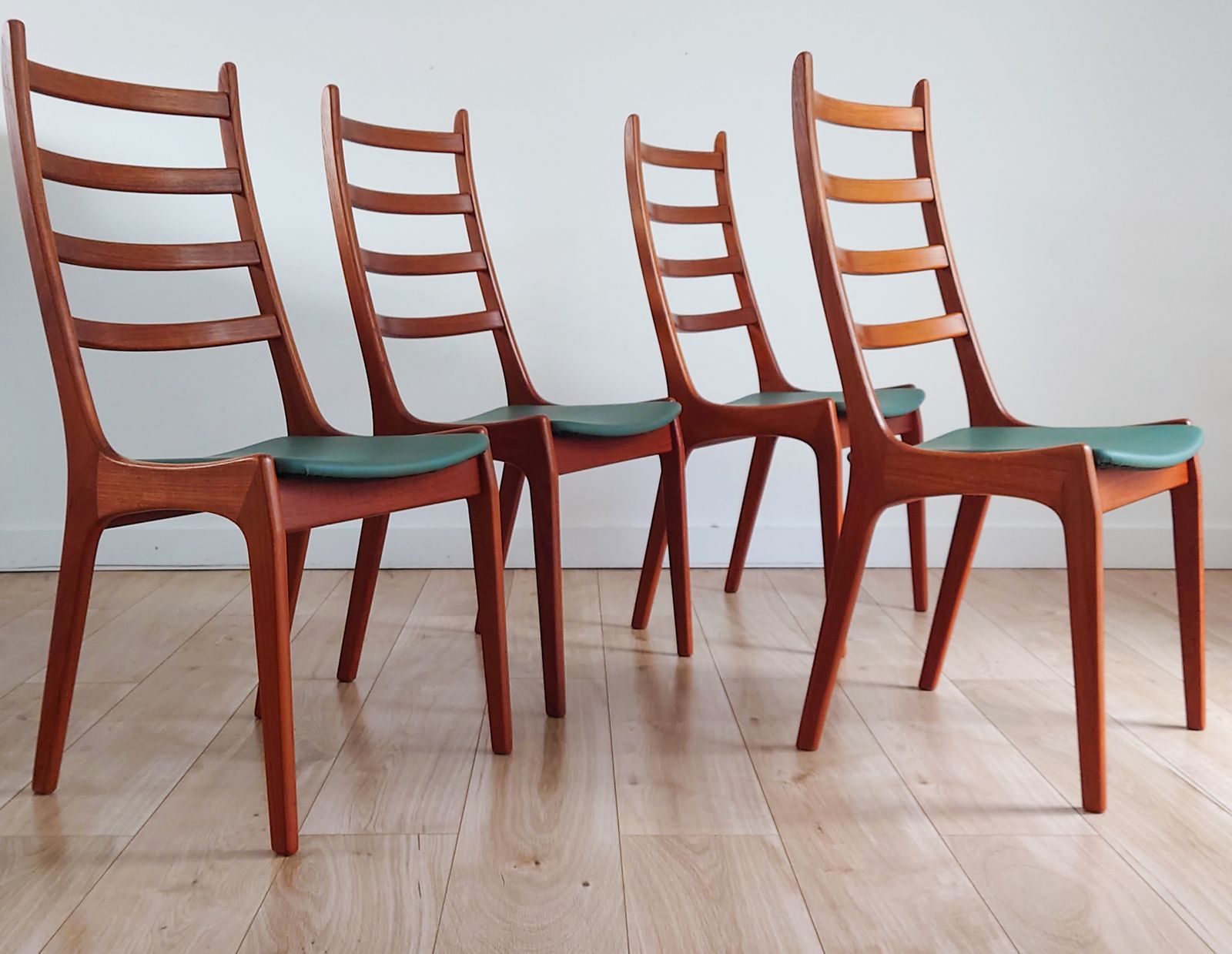 Mid Century Retro Leather Danish Dining Chairs By Kai Kristiansen Set Of 4 photo furniture