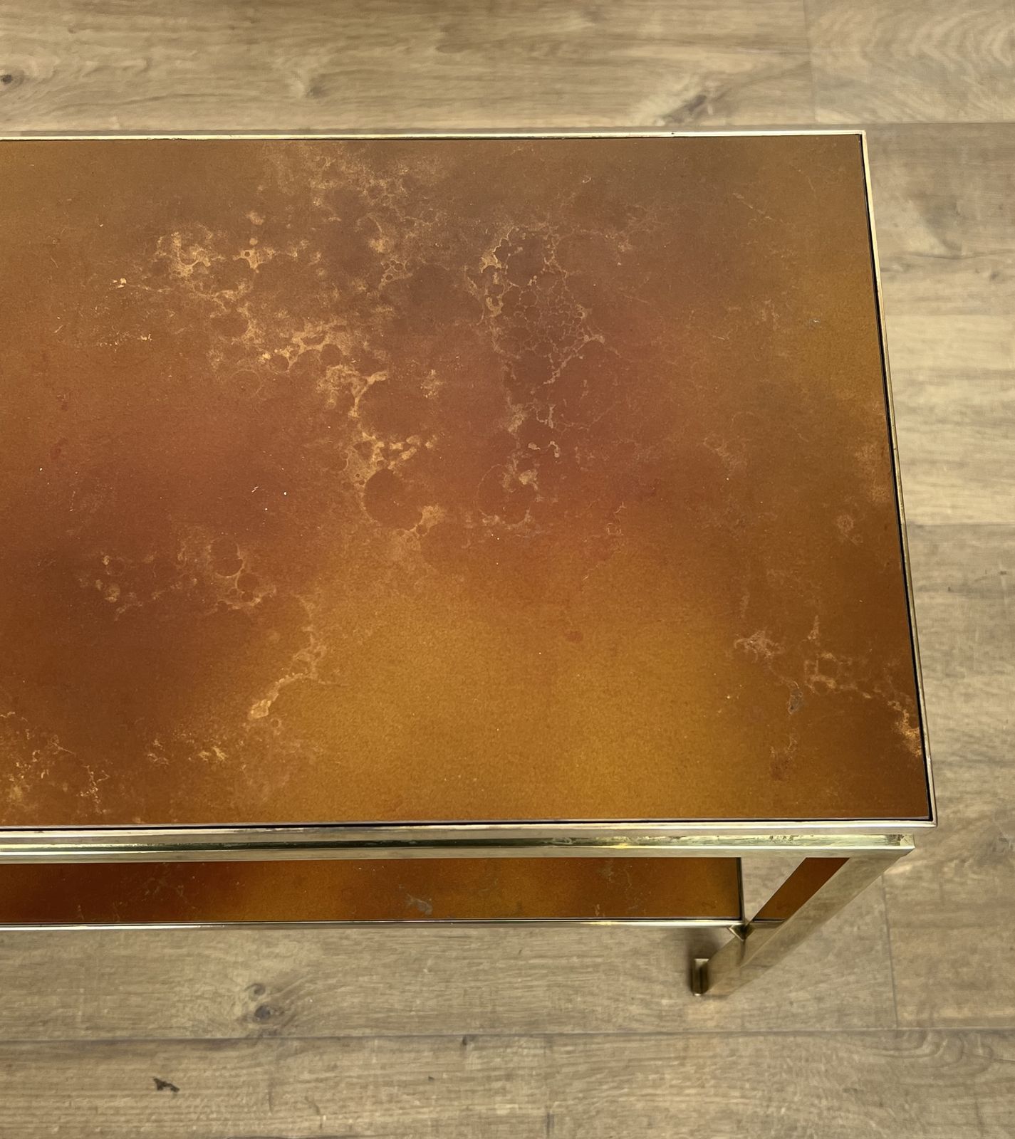 Brass, Black Lacquered Metal And Amber Celluloid Top Side Table By Guy Lefèvre For Maison Jansen photo buy