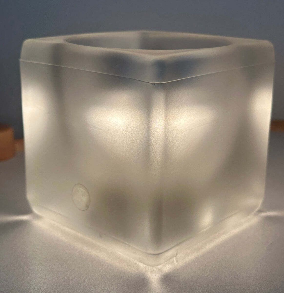 photo furniture Pair Of 1970s German Peill & Putzler Frosted Cubed Glass Table Lamps