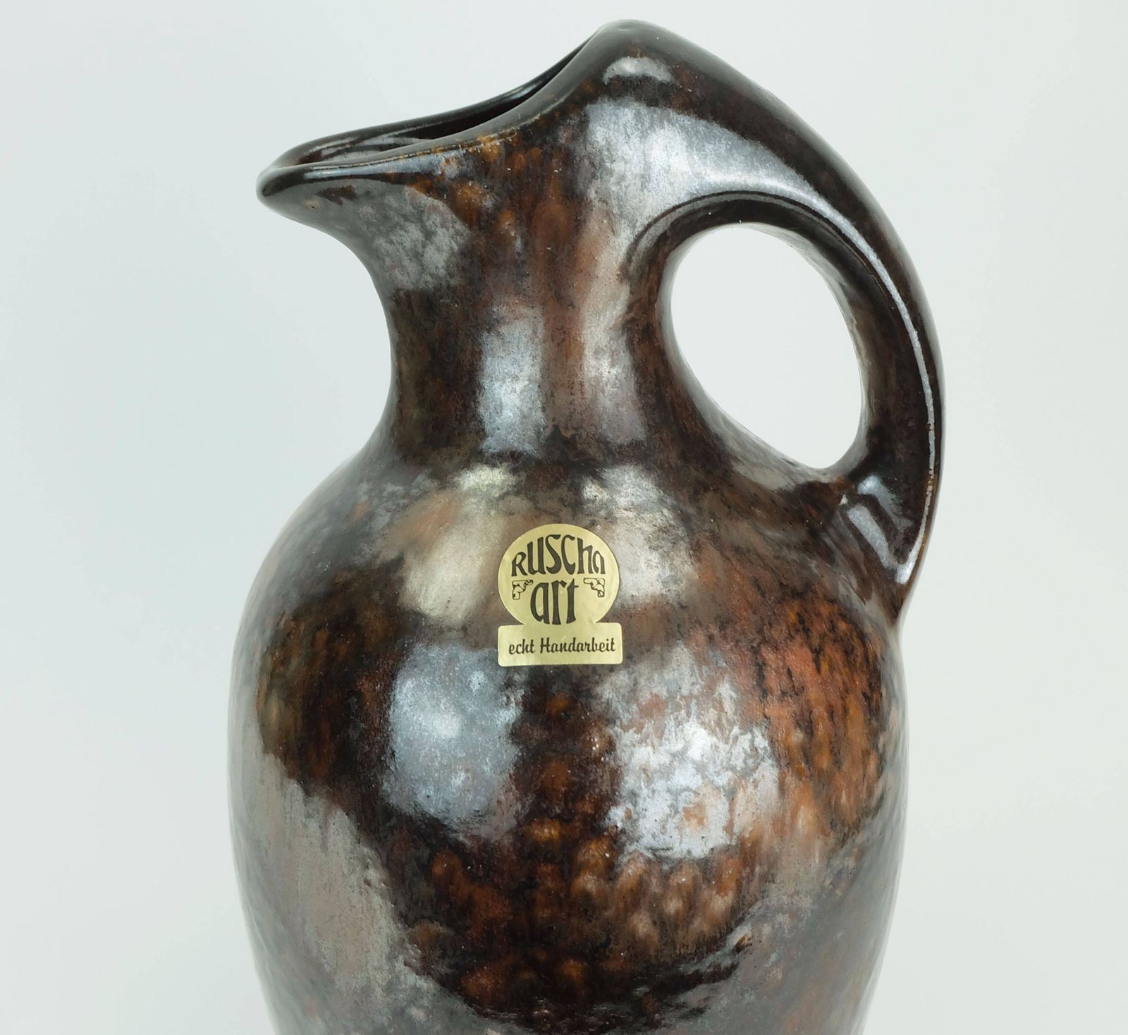 Ruscha Art Vase Jug Drip Glaze Shades Of Purple Black Brown 1970 80s photo furniture