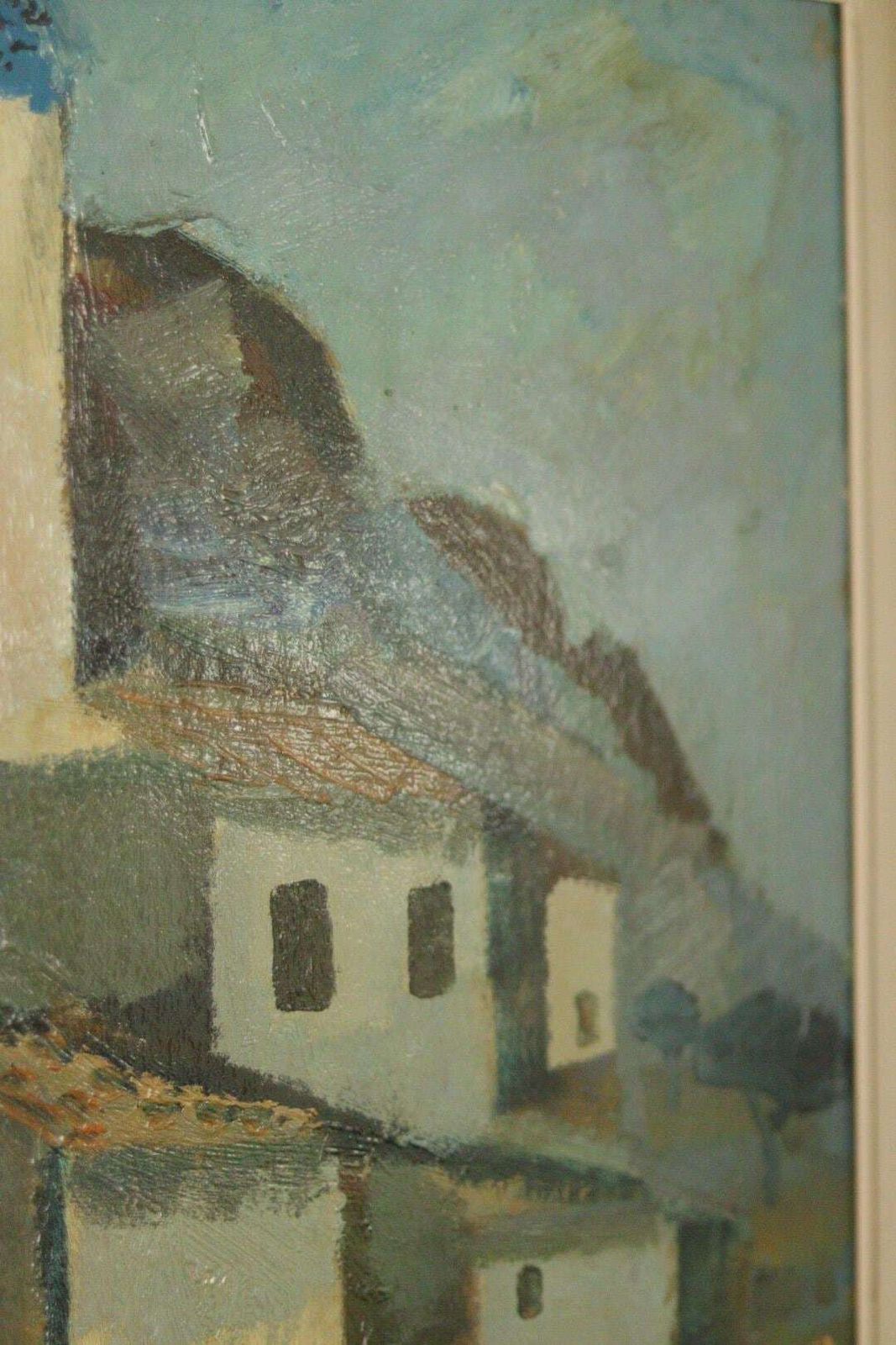Original Mid Century Swedish Oil On Panel – “Southern Village Motif” By Bertil Wahlberg – Vintage & Framed  106.5 X 64.5 Cm (41.9" X 25.4") photo Art