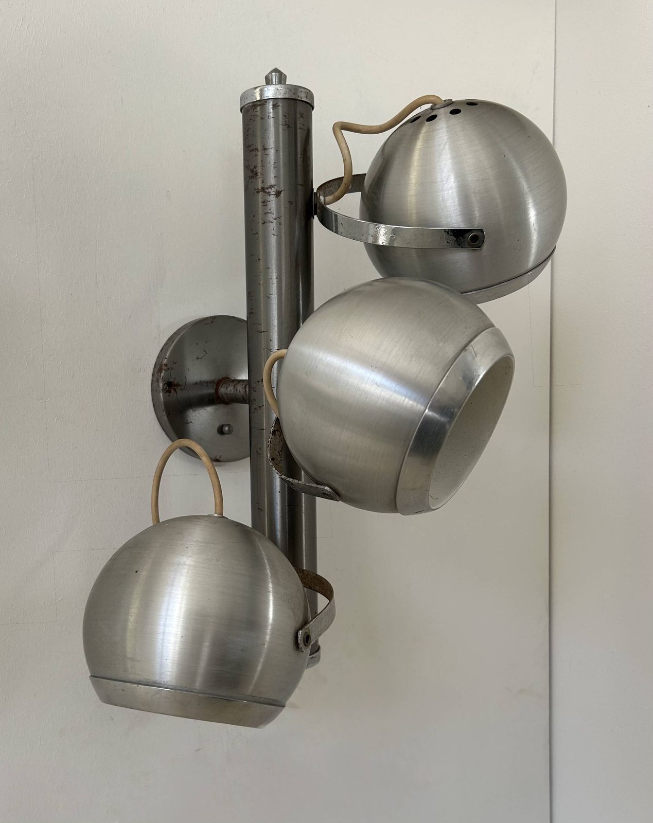 Pair Of Vintage Adjustable Wall Lights Chrome And Brushed Metal France 1970 photo furniture
