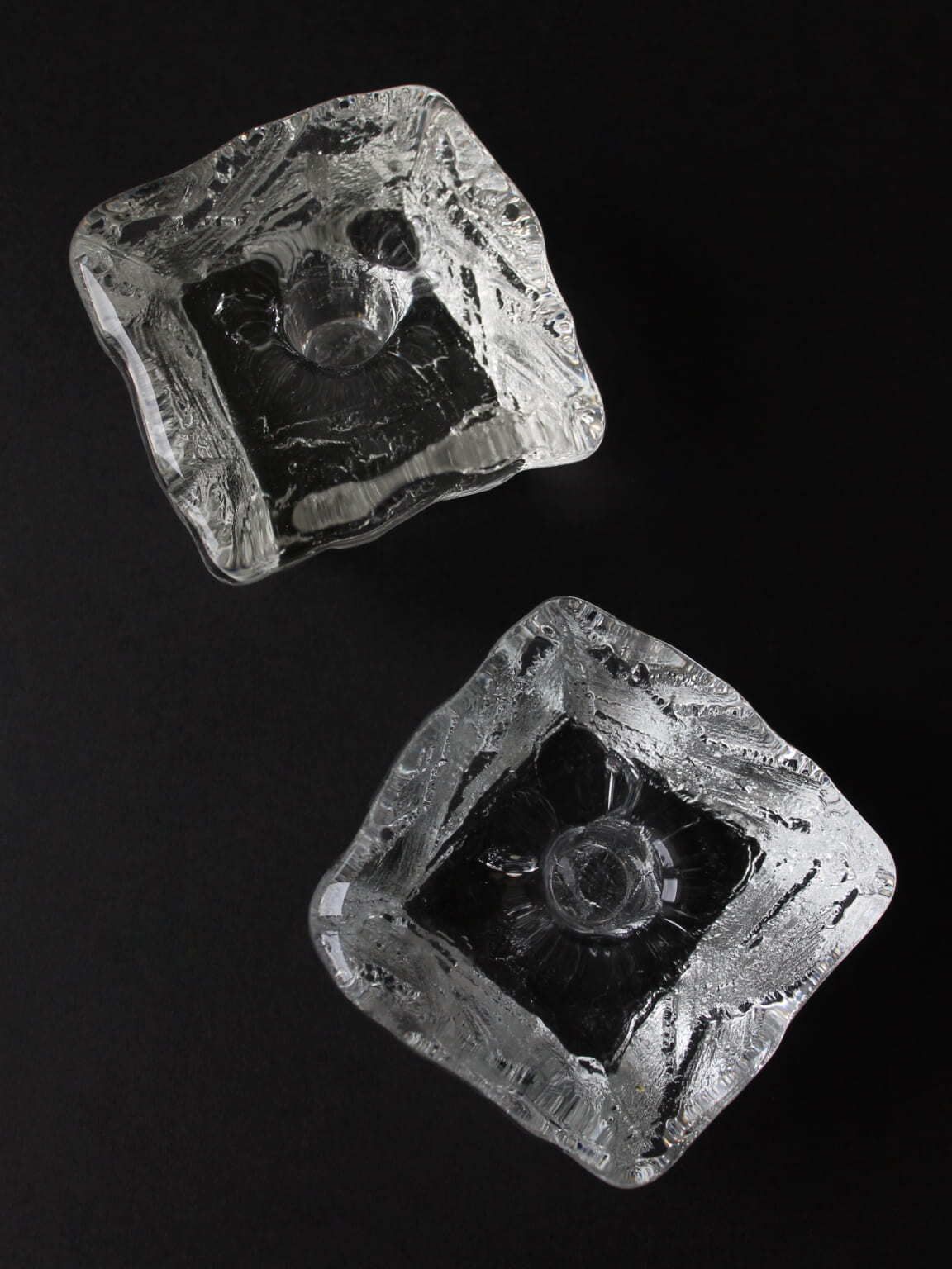 Göte Augustsson Massive Swedish "Ice Cube" Pair Of Candle Holders For Ruda Glasbruk photo Home Decor