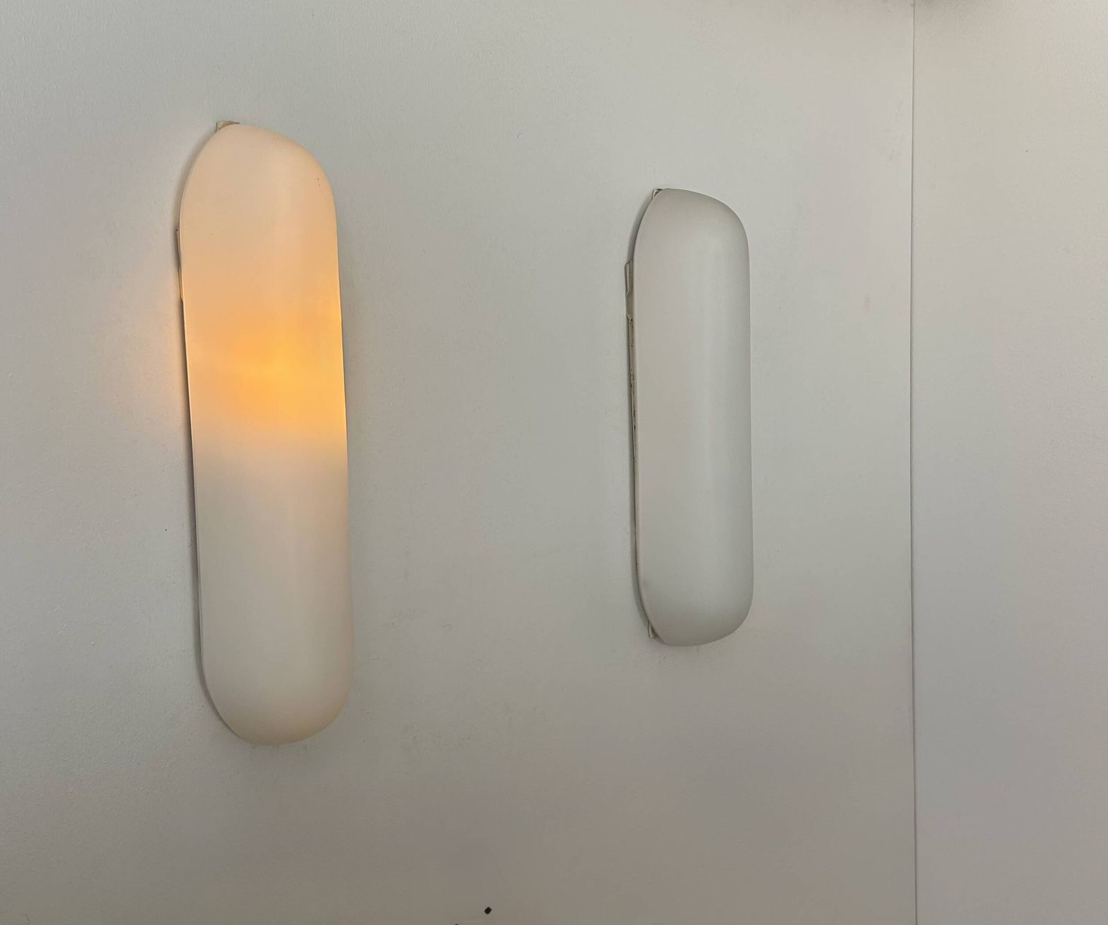 Pair Of Vintage Oblong Opaline Wall Lights, France 1970 photo vinterior